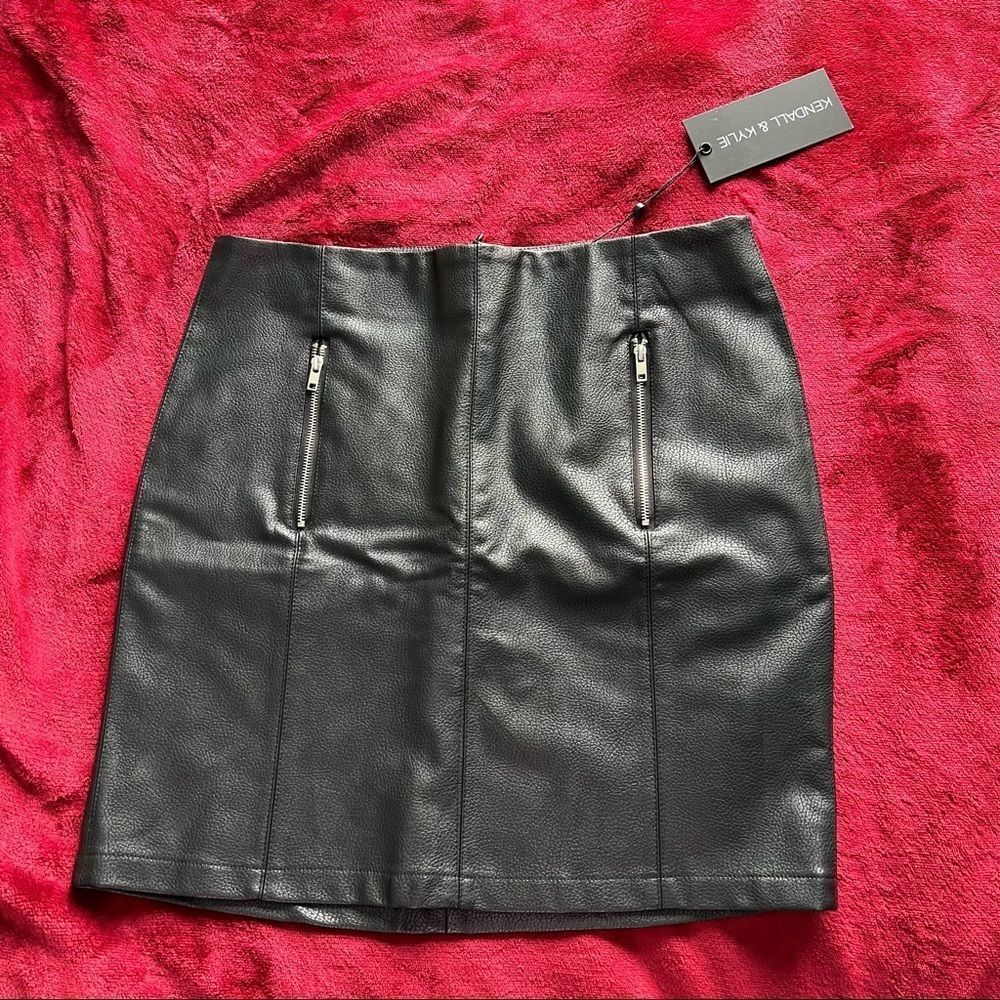 Black faux leather mini skirt